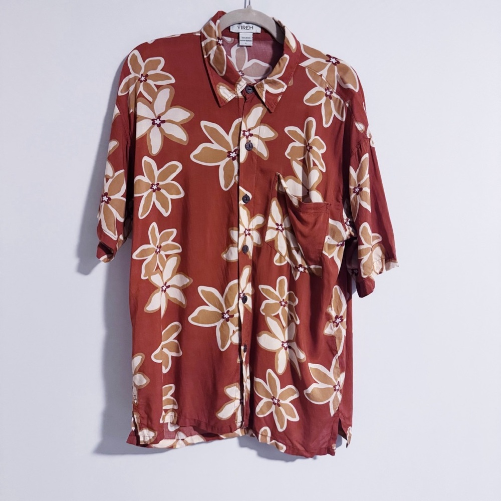 Yireh - Rust Floral Button Down Shirt